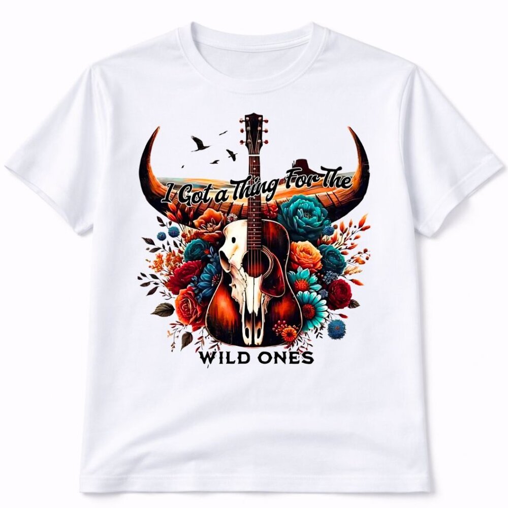 Wild Ones Western Graphic T Shirt Trendy Boutique Style Tee Womens White